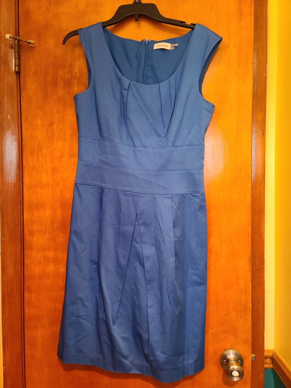 Calvin Klein Cobalt Blue Sleeveless Pleated Midi Dress
